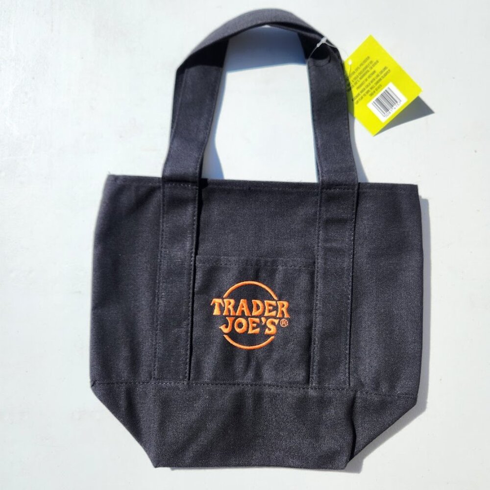 NEW Trader Joe's Black Mini Tote Trick or Treat Canvas Bag Halloween Trader Joes - Picture 5 of 8